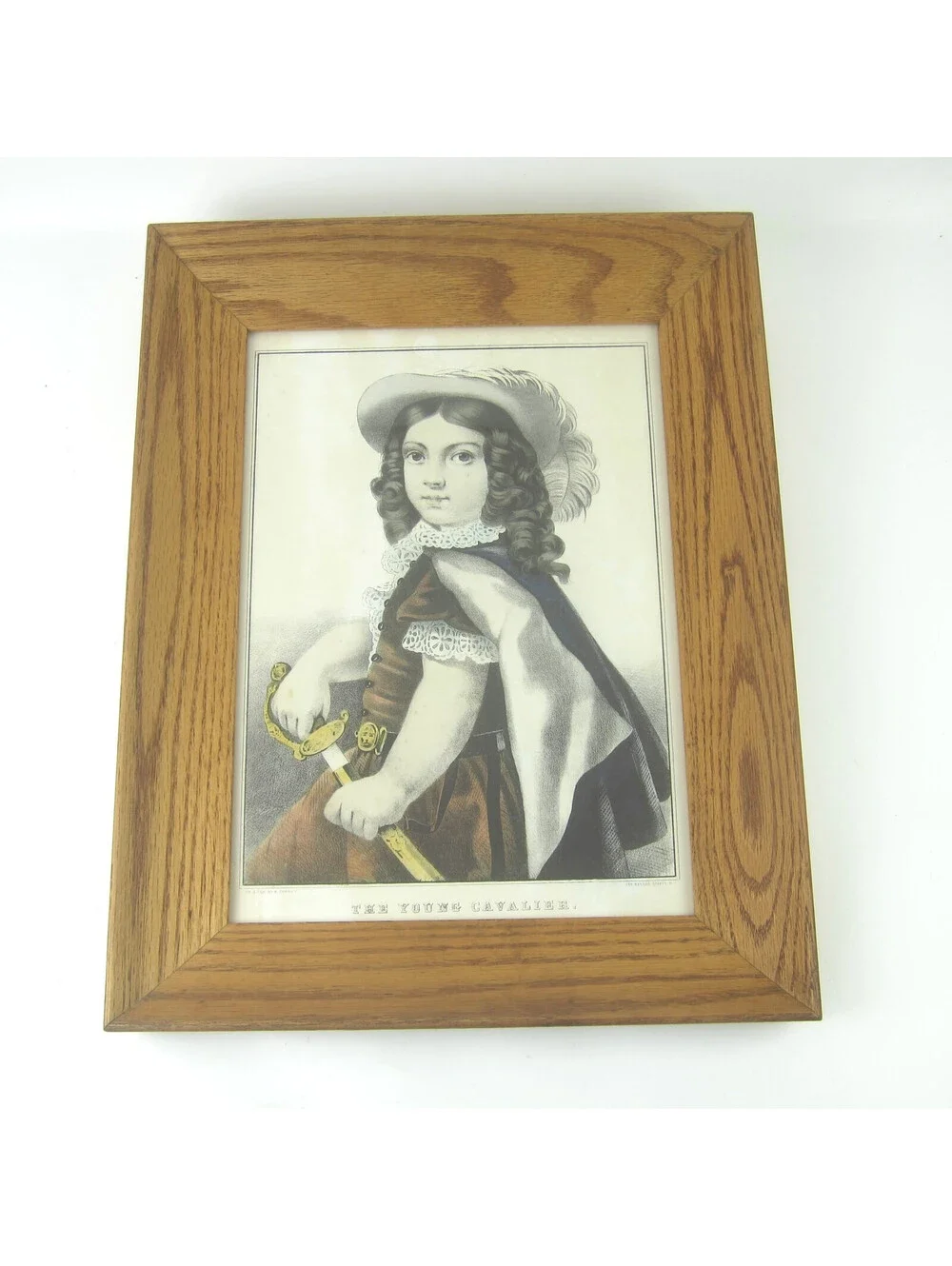 Antique Currier & Ives The Young Cavalier Hand Colored Lithograph 18 x 14 Framed